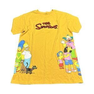 The‎ Simpsons Yellow Embroidered Logo Graphic Tee Characters AOP Sz M